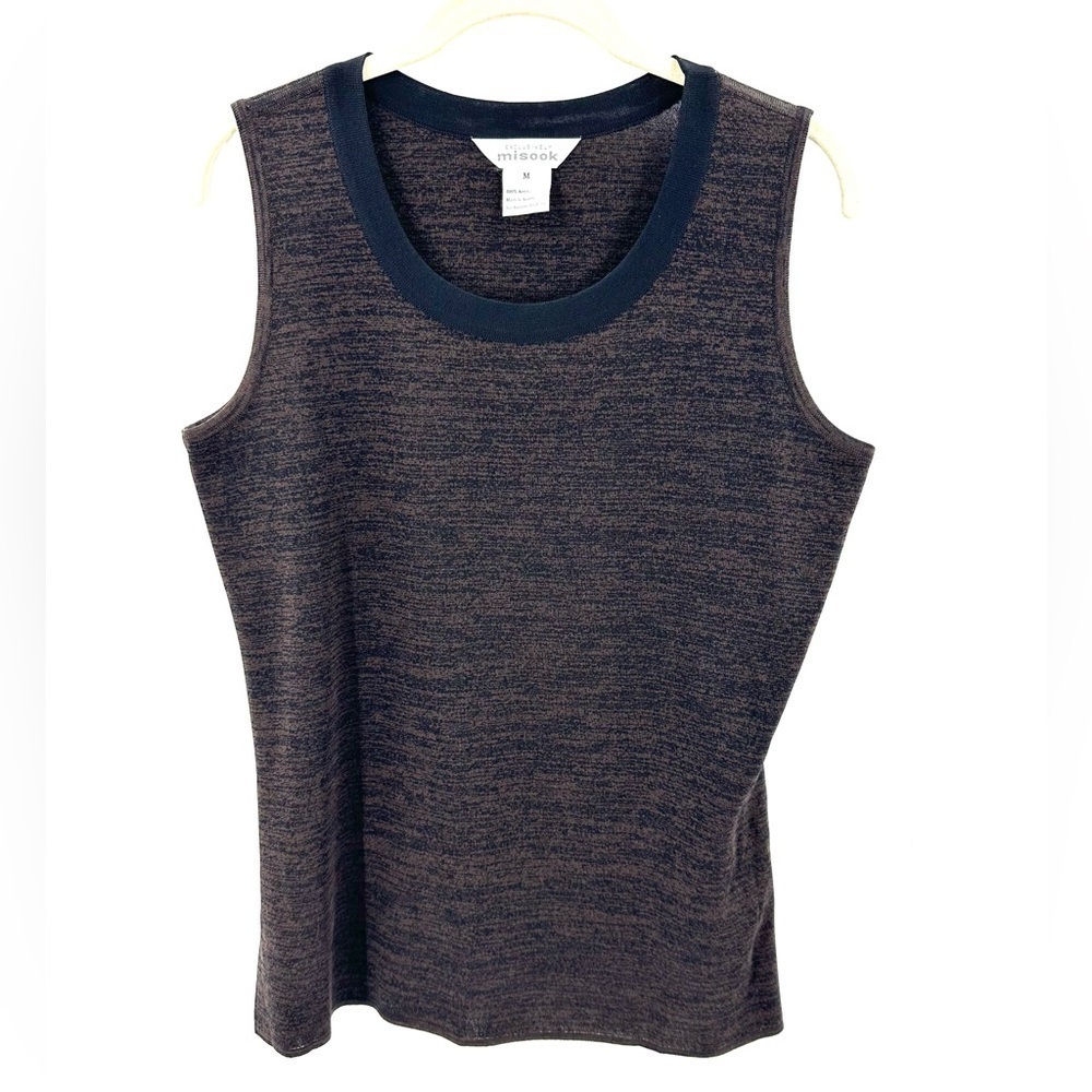 Exclusively Misook Top Womens Medium Stretch Shell Tank Office Old Money Minimal